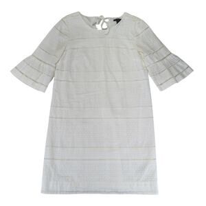 J.Crew White Eyelet Lace Shift Dress‎ Womens 6 Half Bell Sleeve Cotton Mini